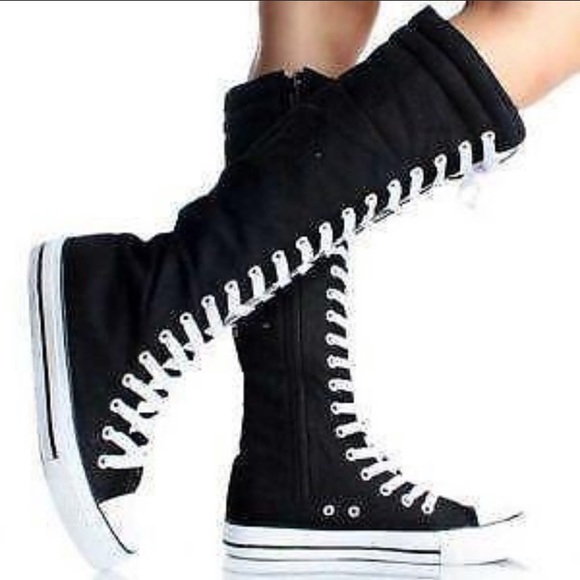 knee high lace up converse